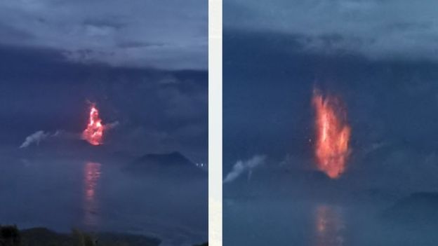 Weak lava has began flowing out of the Taal volcano, Image Source: Phivolcs