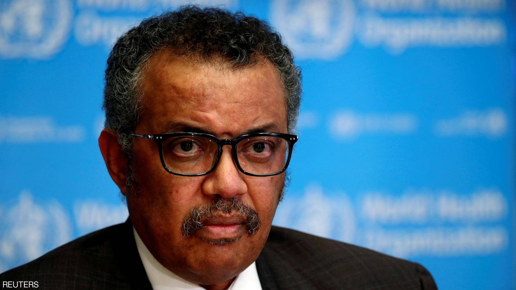Director-General of the organization, Tedros Adhanum Gebresos, at a press conference.