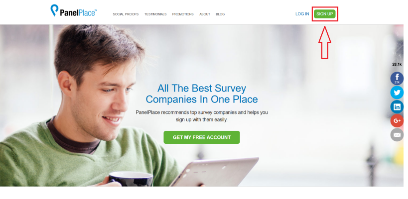 Click on ‘SIGN UP’ stand top on the page.