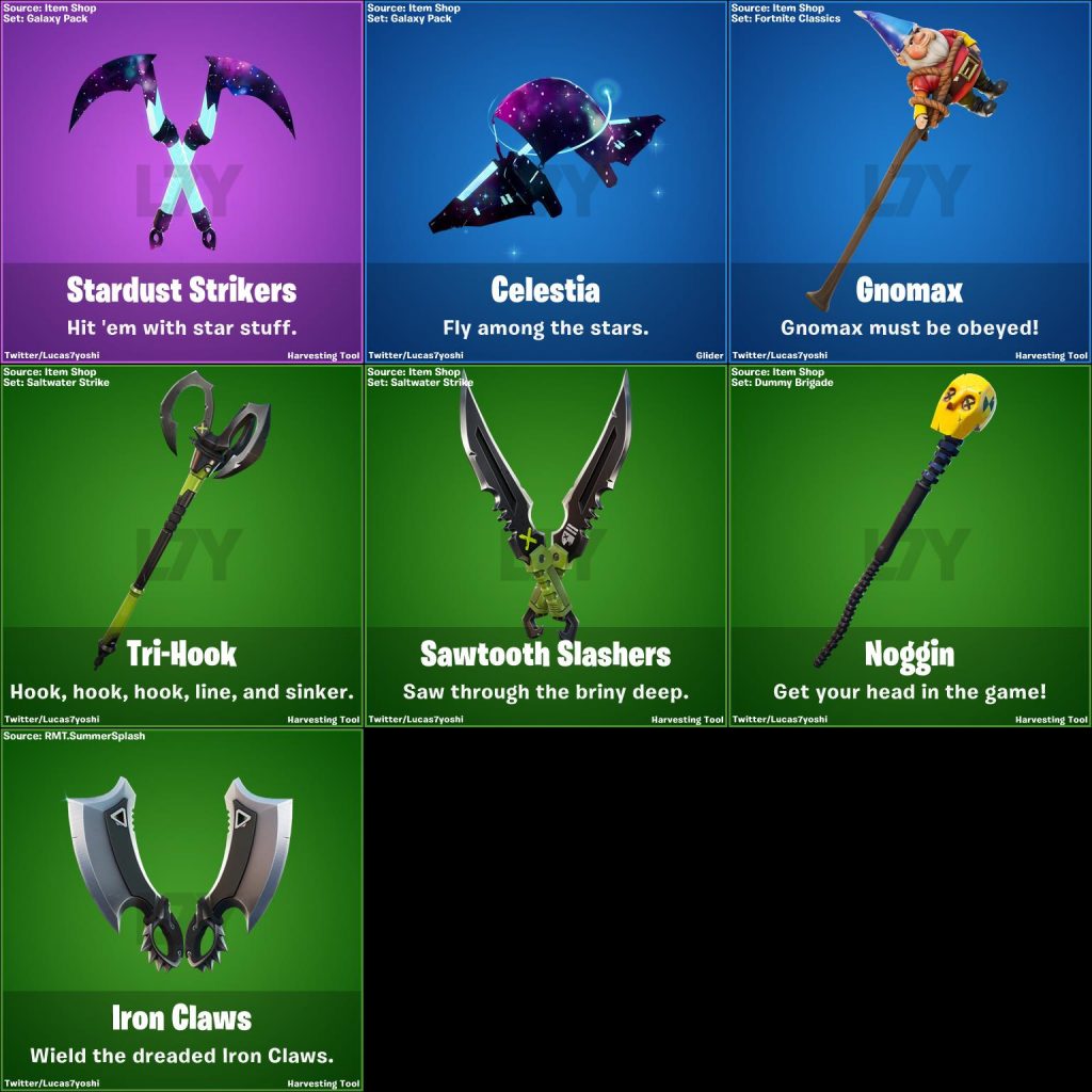 Harvest Tools, Emotes, Wraps